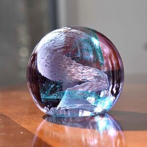 Caithness Glass Paperweight Scotland - Blue Purple Swirl Controlled Bubbles